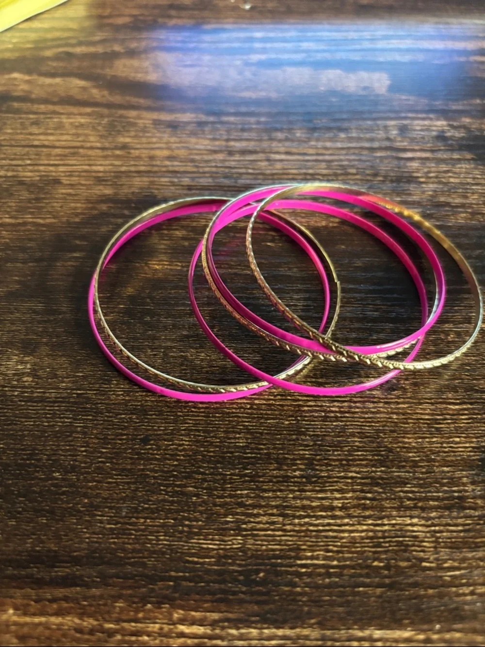 Pink and Gold 6 Women’s‎ Bangle Bracelet Set